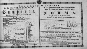 Theaterzettel (Oper und Burgtheater in Wien) 18440613 Seite: 1