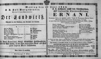 Theaterzettel (Oper und Burgtheater in Wien) 18440617 Seite: 1