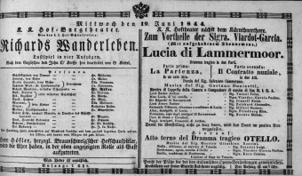 Theaterzettel (Oper und Burgtheater in Wien) 18440619 Seite: 1