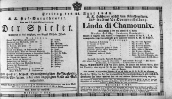 Theaterzettel (Oper und Burgtheater in Wien) 18440621 Seite: 1