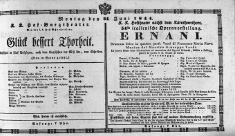 Theaterzettel (Oper und Burgtheater in Wien) 18440624 Seite: 1