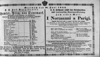 Theaterzettel (Oper und Burgtheater in Wien) 18440626 Seite: 1