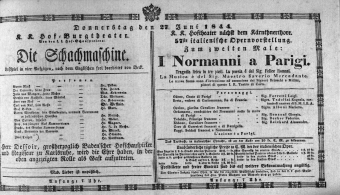 Theaterzettel (Oper und Burgtheater in Wien) 18440627 Seite: 1