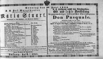 Theaterzettel (Oper und Burgtheater in Wien) 18440630 Seite: 1