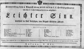 Theaterzettel (Oper und Burgtheater in Wien) 18440801 Seite: 1