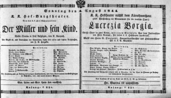 Theaterzettel (Oper und Burgtheater in Wien) 18440804 Seite: 1