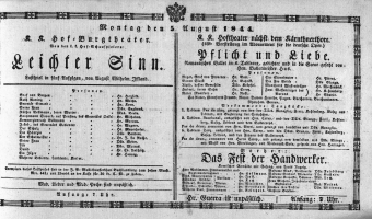 Theaterzettel (Oper und Burgtheater in Wien) 18440805 Seite: 1