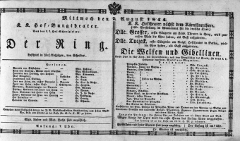 Theaterzettel (Oper und Burgtheater in Wien) 18440807 Seite: 1