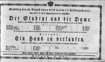 Theaterzettel (Oper und Burgtheater in Wien) 18440810 Seite: 1