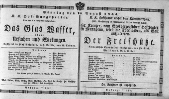 Theaterzettel (Oper und Burgtheater in Wien) 18440818 Seite: 1