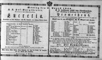 Theaterzettel (Oper und Burgtheater in Wien) 18440819 Seite: 1