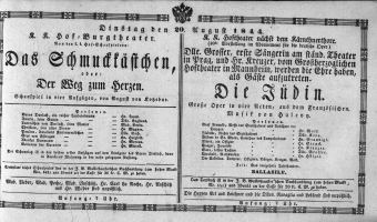 Theaterzettel (Oper und Burgtheater in Wien) 18440820 Seite: 1