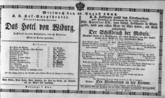 Theaterzettel (Oper und Burgtheater in Wien) 18440821 Seite: 1