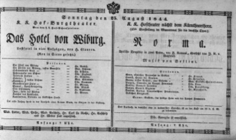 Theaterzettel (Oper und Burgtheater in Wien) 18440825 Seite: 1