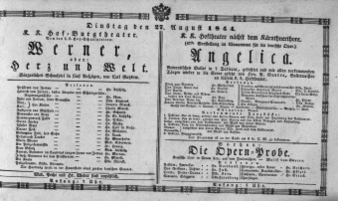 Theaterzettel (Oper und Burgtheater in Wien) 18440827 Seite: 1