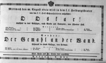 Theaterzettel (Oper und Burgtheater in Wien) 18440828 Seite: 1