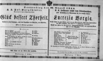 Theaterzettel (Oper und Burgtheater in Wien) 18440829 Seite: 1