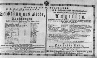 Theaterzettel (Oper und Burgtheater in Wien) 18440831 Seite: 1