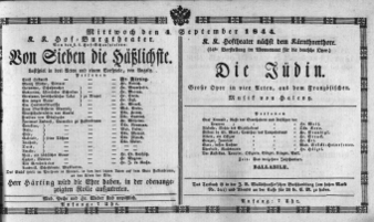 Theaterzettel (Oper und Burgtheater in Wien) 18440904 Seite: 1