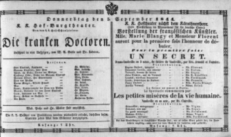 Theaterzettel (Oper und Burgtheater in Wien) 18440905 Seite: 1