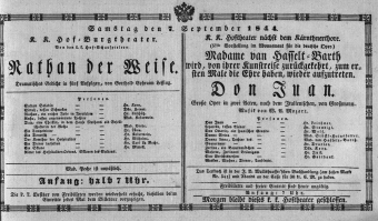 Theaterzettel (Oper und Burgtheater in Wien) 18440907 Seite: 1