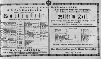 Theaterzettel (Oper und Burgtheater in Wien) 18440912 Seite: 1