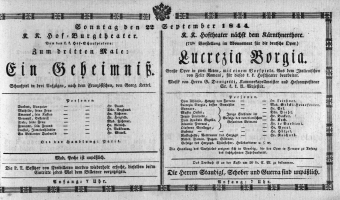 Theaterzettel (Oper und Burgtheater in Wien) 18440922 Seite: 1