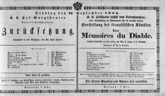 Theaterzettel (Oper und Burgtheater in Wien) 18440924 Seite: 1