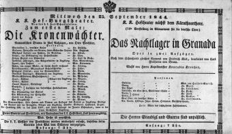 Theaterzettel (Oper und Burgtheater in Wien) 18440925 Seite: 1