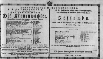 Theaterzettel (Oper und Burgtheater in Wien) 18440926 Seite: 1