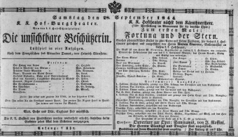 Theaterzettel (Oper und Burgtheater in Wien) 18440928 Seite: 1