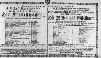 Theaterzettel (Oper und Burgtheater in Wien) 18440929 Seite: 1