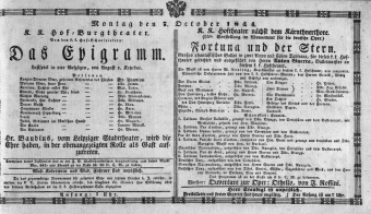 Theaterzettel (Oper und Burgtheater in Wien) 18441007 Seite: 1