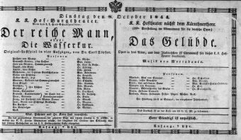 Theaterzettel (Oper und Burgtheater in Wien) 18441008 Seite: 1