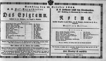 Theaterzettel (Oper und Burgtheater in Wien) 18441012 Seite: 1