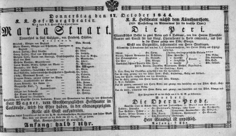 Theaterzettel (Oper und Burgtheater in Wien) 18441017 Seite: 1