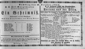 Theaterzettel (Oper und Burgtheater in Wien) 18441019 Seite: 1