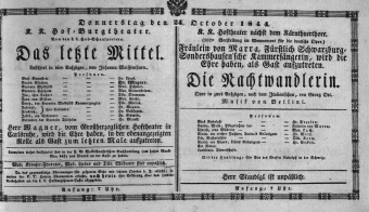 Theaterzettel (Oper und Burgtheater in Wien) 18441024 Seite: 1
