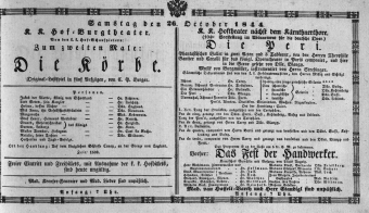Theaterzettel (Oper und Burgtheater in Wien) 18441026 Seite: 1