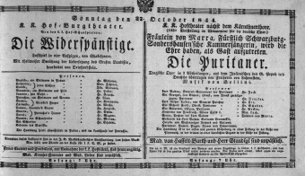 Theaterzettel (Oper und Burgtheater in Wien) 18441027 Seite: 1