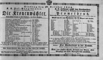 Theaterzettel (Oper und Burgtheater in Wien) 18441029 Seite: 1