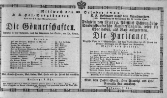 Theaterzettel (Oper und Burgtheater in Wien) 18441030 Seite: 1