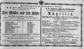 Theaterzettel (Oper und Burgtheater in Wien) 18441102 Seite: 1
