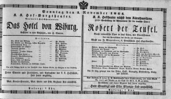Theaterzettel (Oper und Burgtheater in Wien) 18441103 Seite: 1
