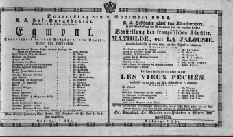 Theaterzettel (Oper und Burgtheater in Wien) 18441107 Seite: 1