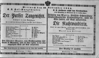 Theaterzettel (Oper und Burgtheater in Wien) 18441113 Seite: 1