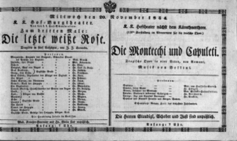 Theaterzettel (Oper und Burgtheater in Wien) 18441120 Seite: 1