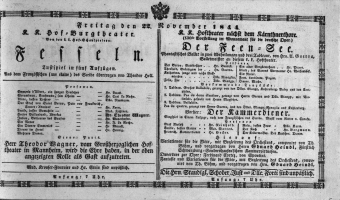 Theaterzettel (Oper und Burgtheater in Wien) 18441122 Seite: 1