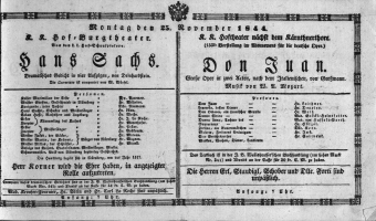 Theaterzettel (Oper und Burgtheater in Wien) 18441125 Seite: 1