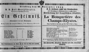 Theaterzettel (Oper und Burgtheater in Wien) 18441126 Seite: 1